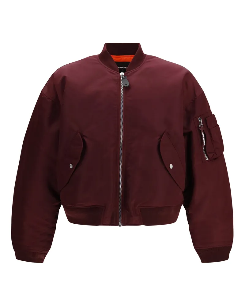 Dsquared2 Men's Nylon Bomber Jacket Bordeaux Padded & Down Burgundy