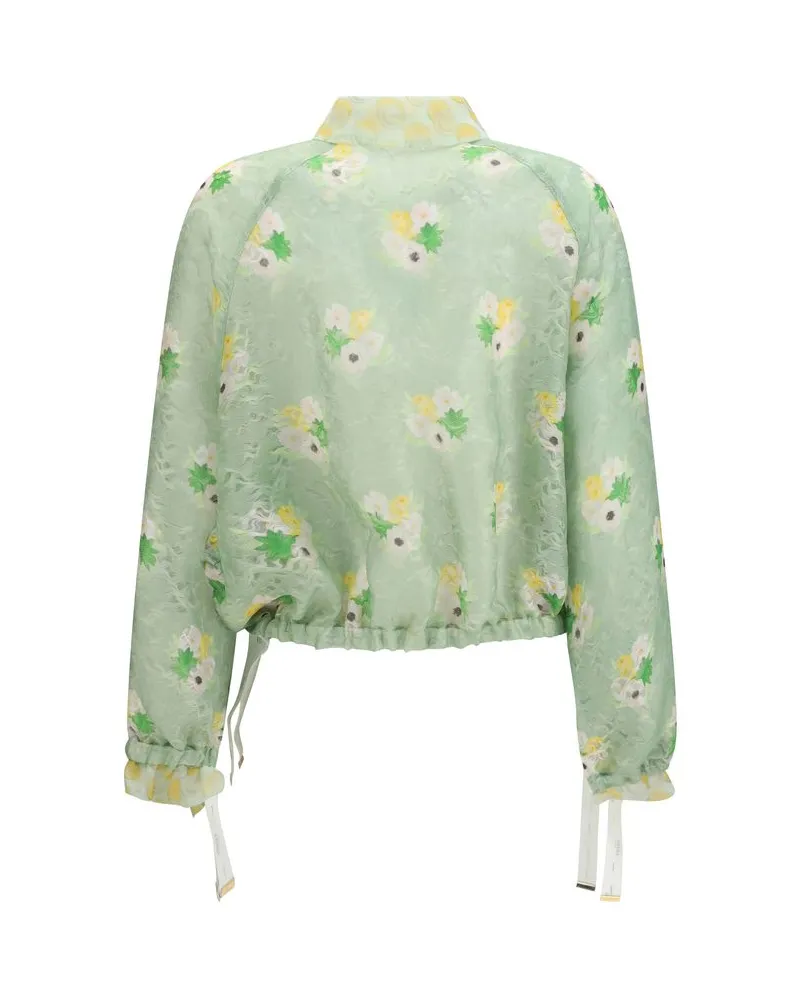Fendi Women's Bicolor Silk Bomber Clothing Green