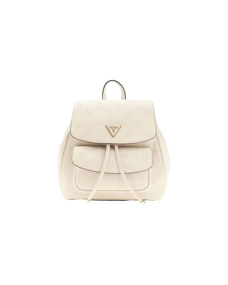 Guess Women's Backpack Off White Logo Polyurethane Bags - Backpacks White