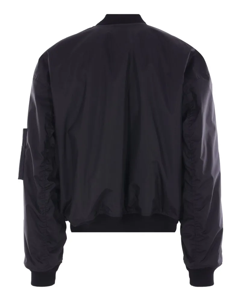 Balenciaga Embroidered-Logo Nylon Bomber Jacket — Black Black