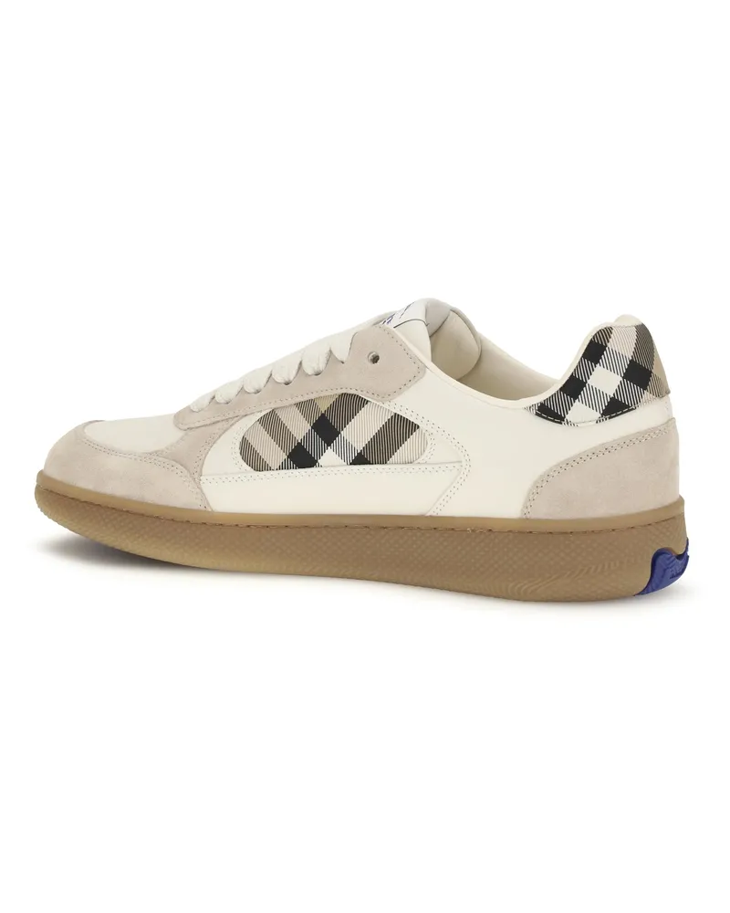 Burberry Men's Terrace Leather And Check Sneakers Dvbeige-Gry-Sndipchk Dvbeige/gry/sndipchk Beige