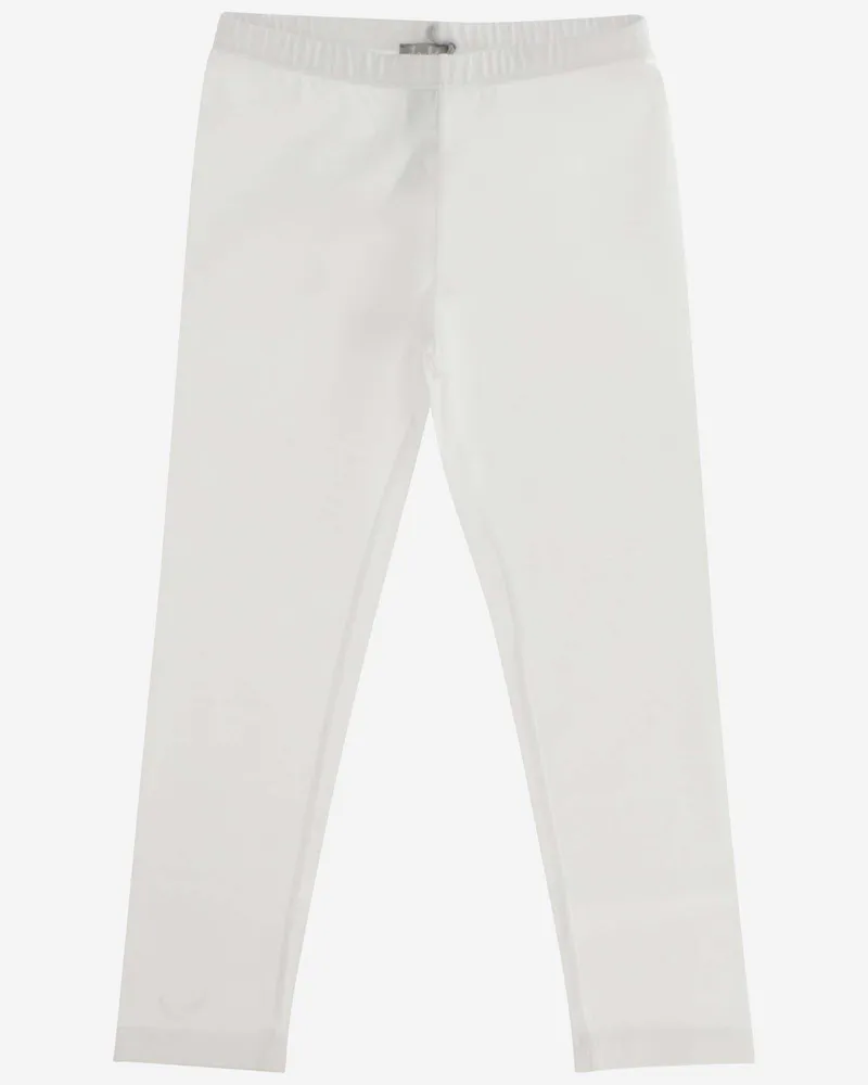 Il Gufo Girls Capri Leggings White Cotton Trousers White