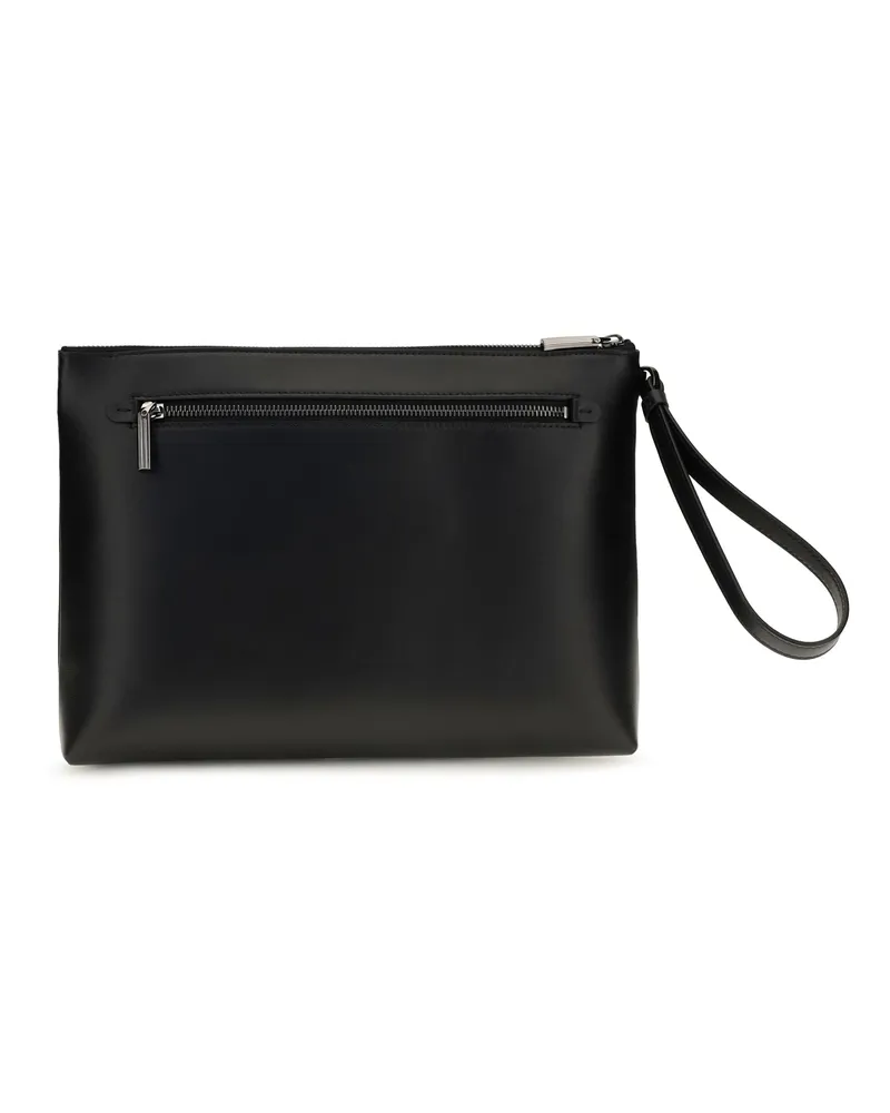 Christian Louboutin Men's Kosmica Leather Clutch Black Calf Bos Taurus Wallet Black