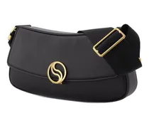 Women's S-Wave Small Hobo Black Leather Vegan Synthetic Shoulder-hobo-bags