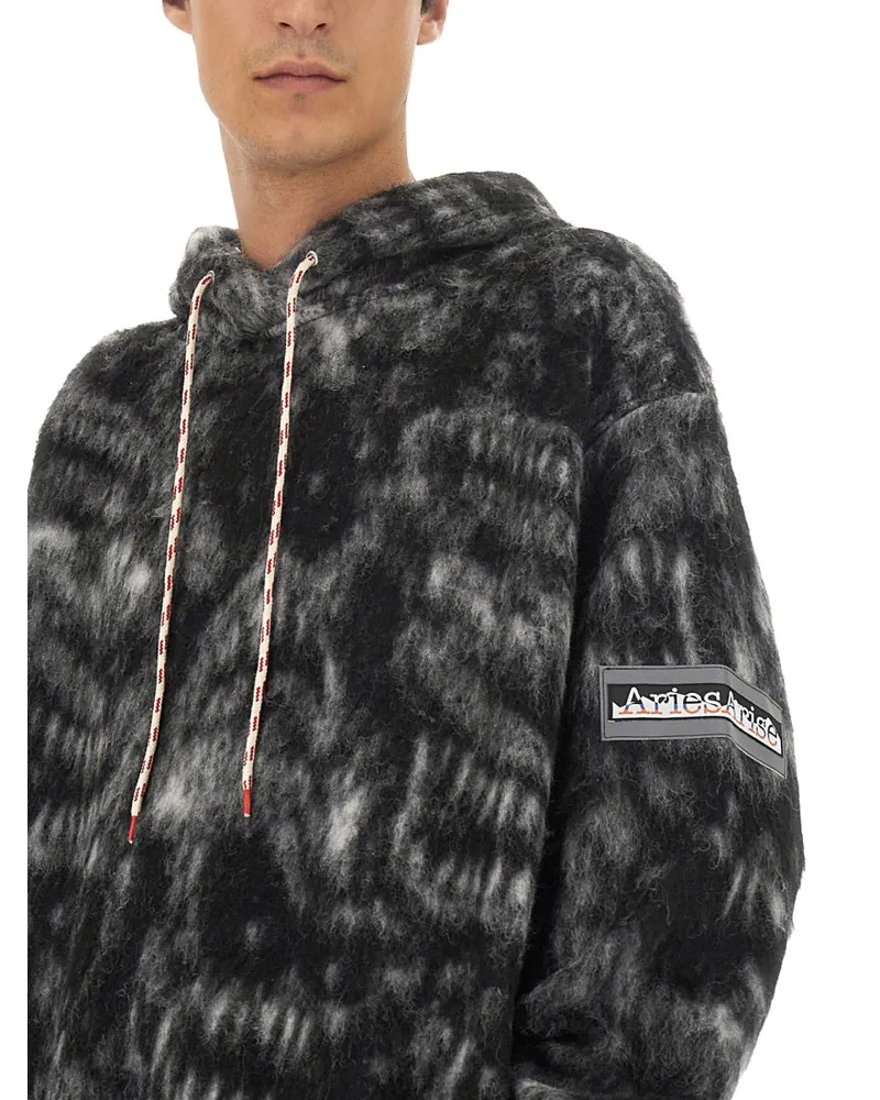 Aries Oversize Virgin Wool Blend Sweatshirt — Black Black