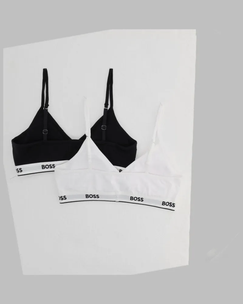 HUGO BOSS Stretch-Cotton Triangle Bra — Black Black