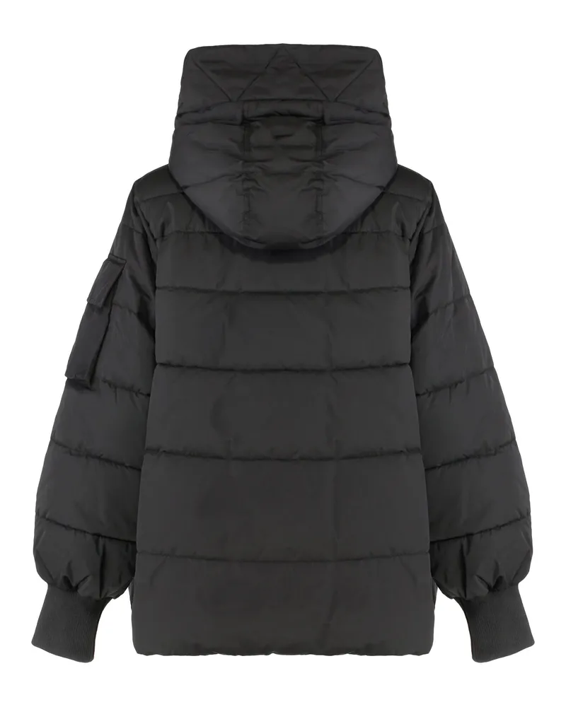 Pinko Women's Short Hooded Down Jacket Crusca Black Polyester Puffer Black