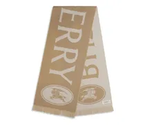 Logo Jacquard Wool Scarf — Beige