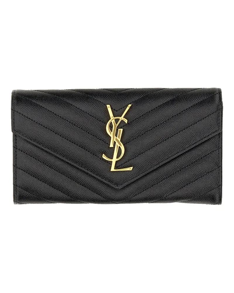 Saint Laurent Monogram Calf Leather Wallet — Black Black
