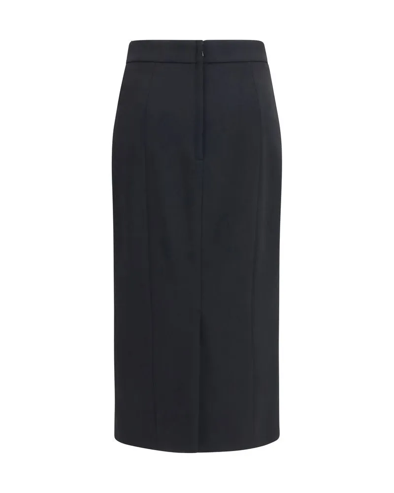 Dolce & Gabbana Women's Black Wool Oves Aries Long Skirt Black