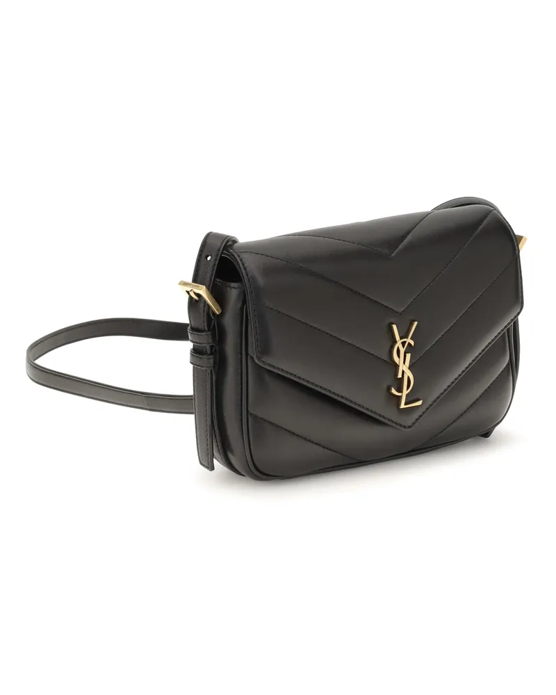 Saint Laurent Loulou Cassandre Shoulder Bag — Black Black
