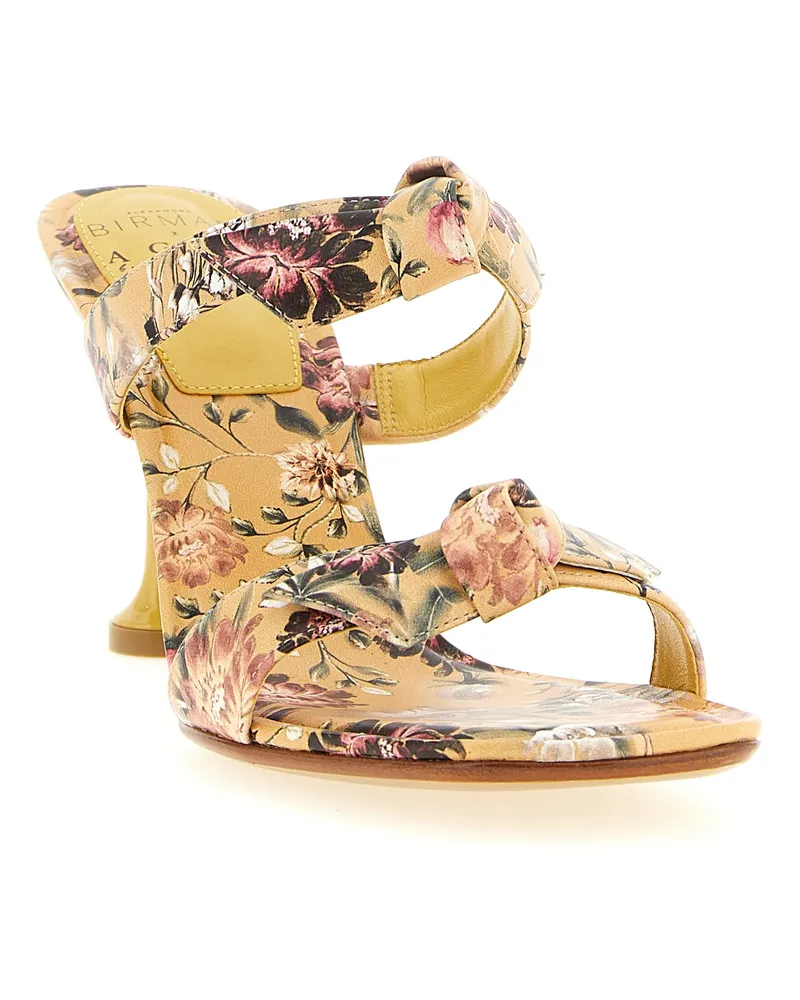 Alexandre Birman Women's Clarita Square Flare Heels Yellow Cowhide Yellow