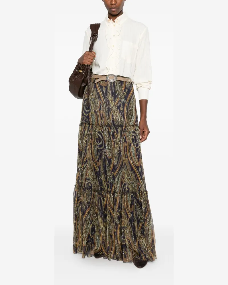Etro Paisley Print Skirt — Blue Blue