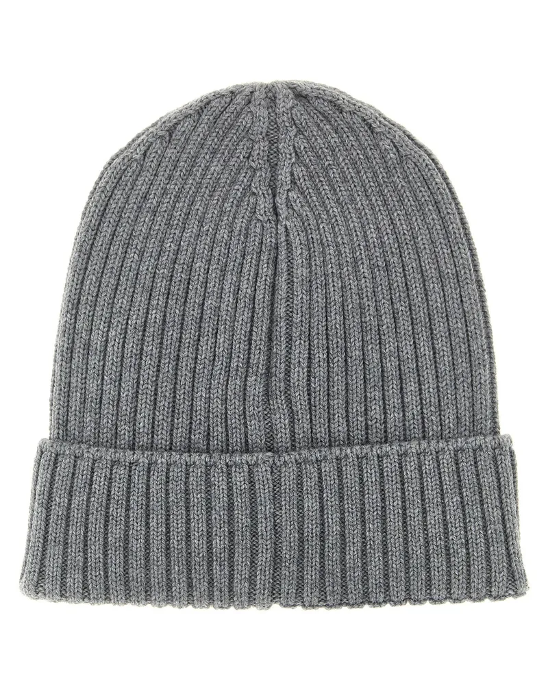 Moncler Ribbed Merino Wool Beanie — Grey Grey