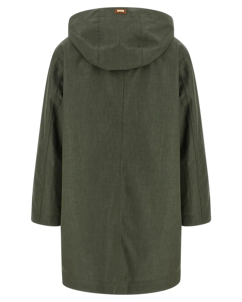 Herno Women's Bicolor Linen Coat Clothing Green