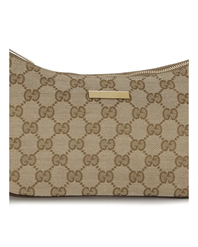 Gucci Women's Shoulder Bag Lady Lunetta Vintage Sand Sand-Dark Brown Fabric Sand/dark Beige