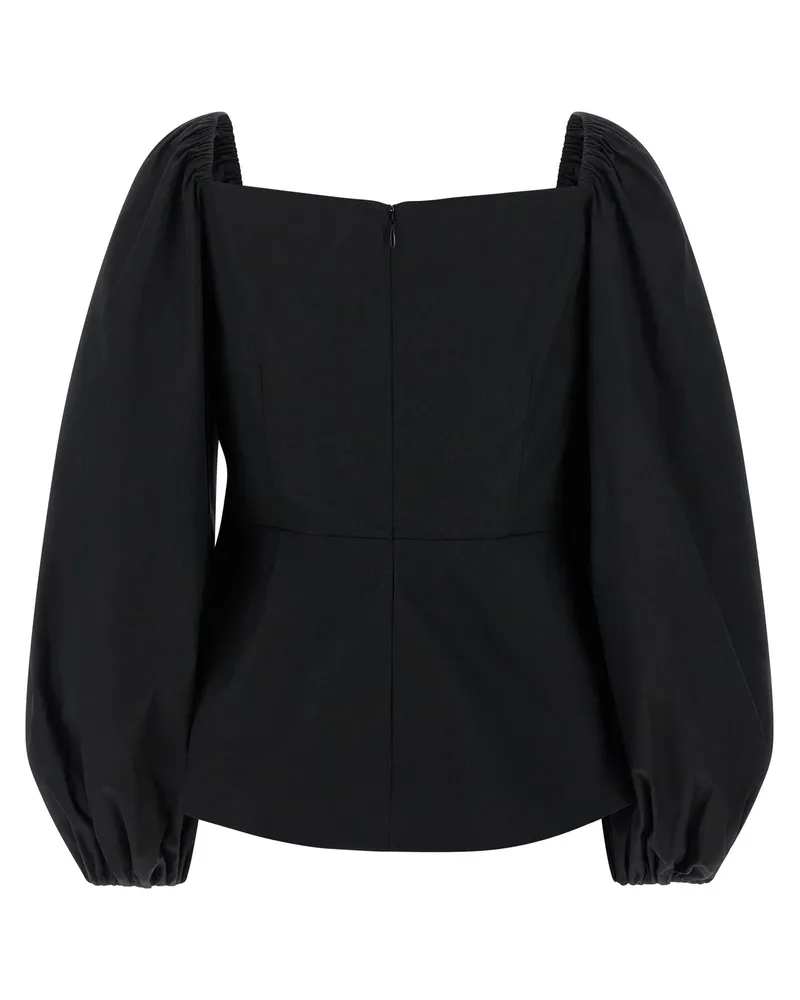 Carolina Herrera New York Puff Sleeve Blouse — Black Black