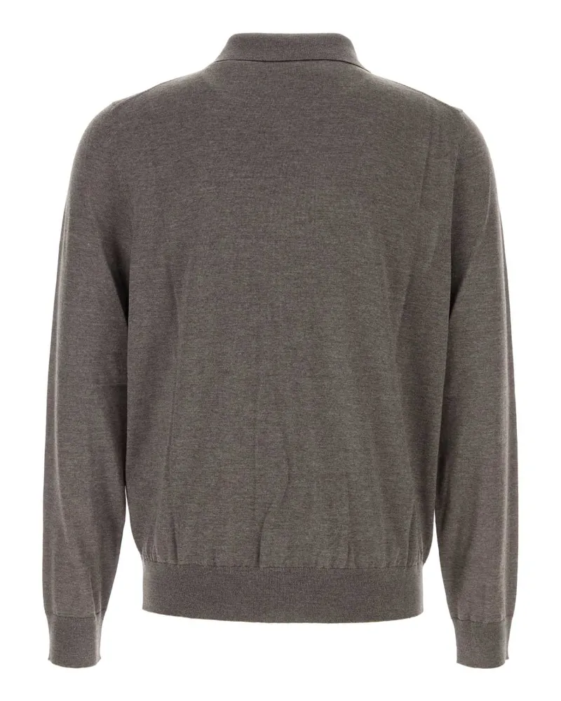 Saint Laurent Men's Grey Wool Polo Shirt Taupechine Exterior: Virgin Gray