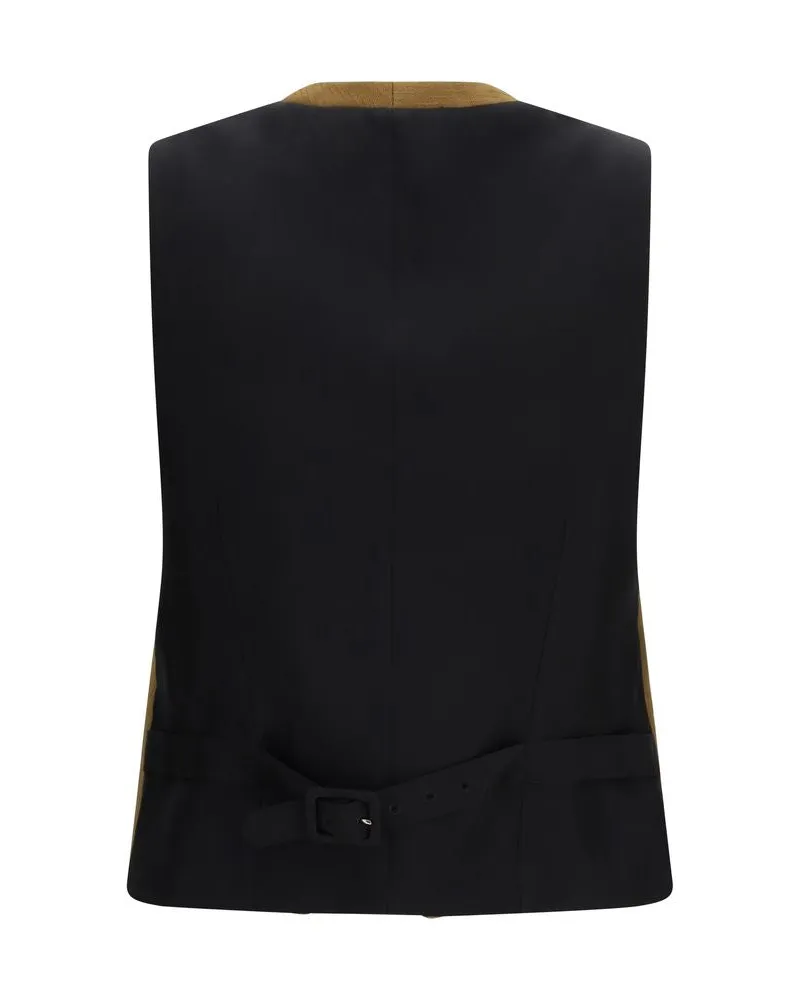 Burberry Women's Brown Wool Oves Aries Sleeveless Jacket Clothing Brown