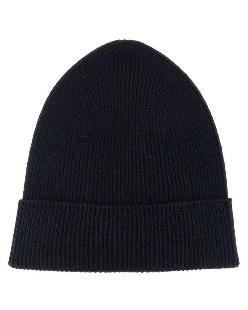 Moncler Virgin Wool Ribbed Knit Beanie — Navy Navy