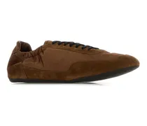 Men's Brown Nylon And Suede Sneakers Palissandro
