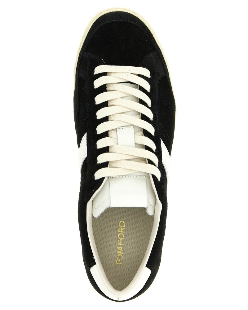 Tom Ford Men's Bicolor Leather Low Top Sneakers Black