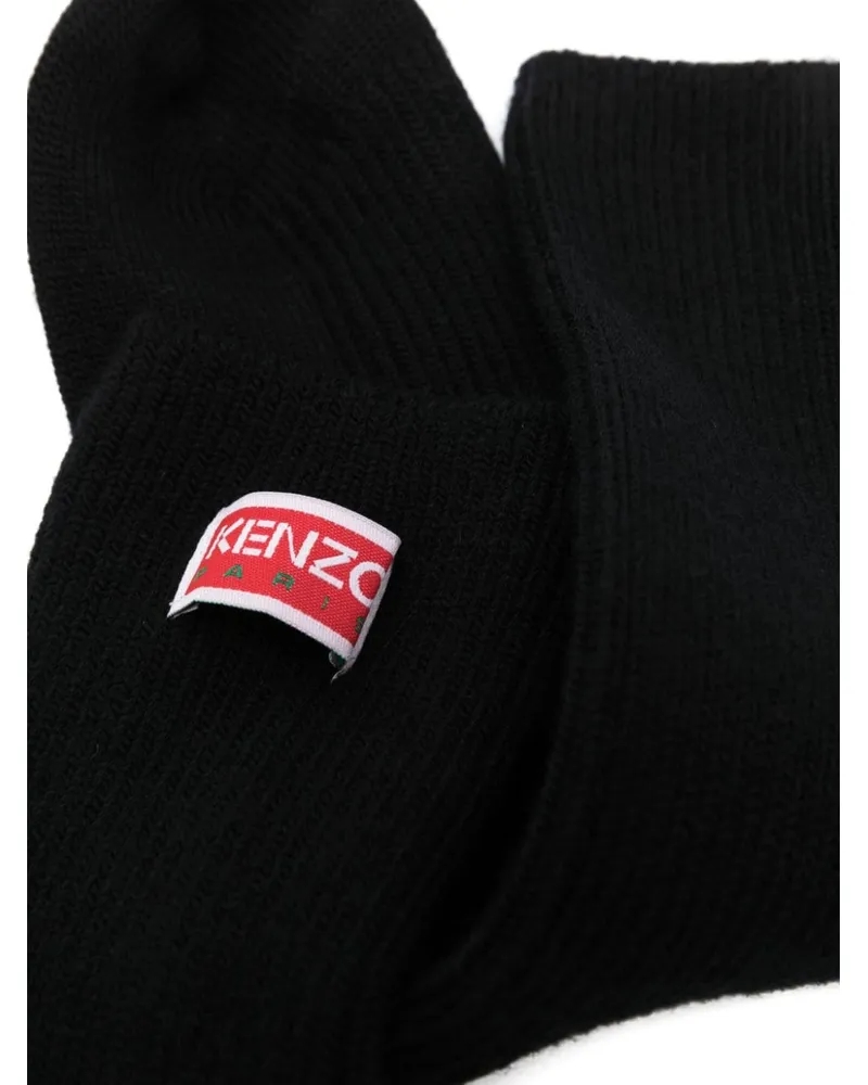Kenzo Men's Logo-Patch Ribbed-Knit Socks Aw23 M Black