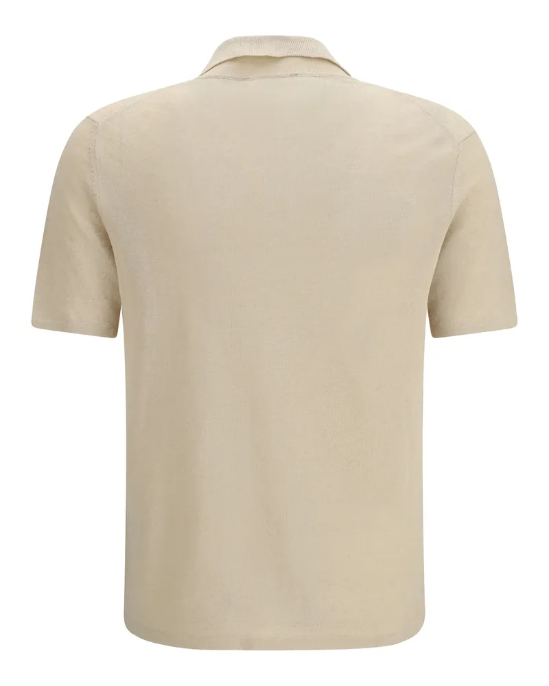 Roberto Collina Men's Linen Polo Ecru Shirts T-shirts And Polos Beige