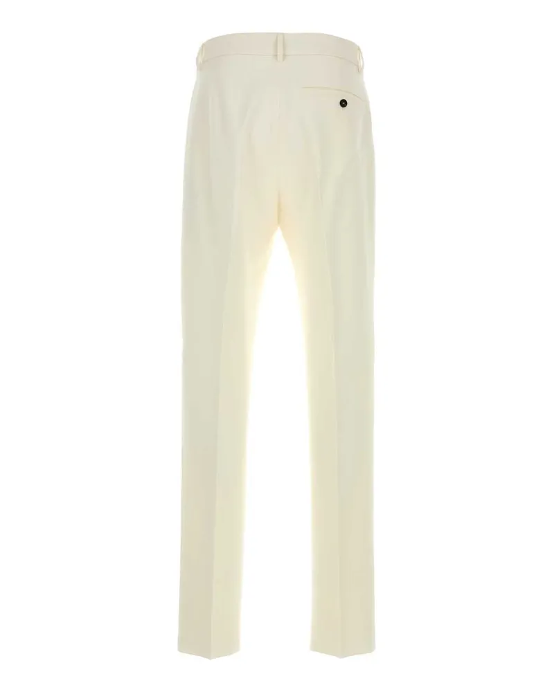 Ferragamo Men's Ivory Cotton Blend Pant 0762002white Exterior: Cashmere Pantaloni Trousers Ivory