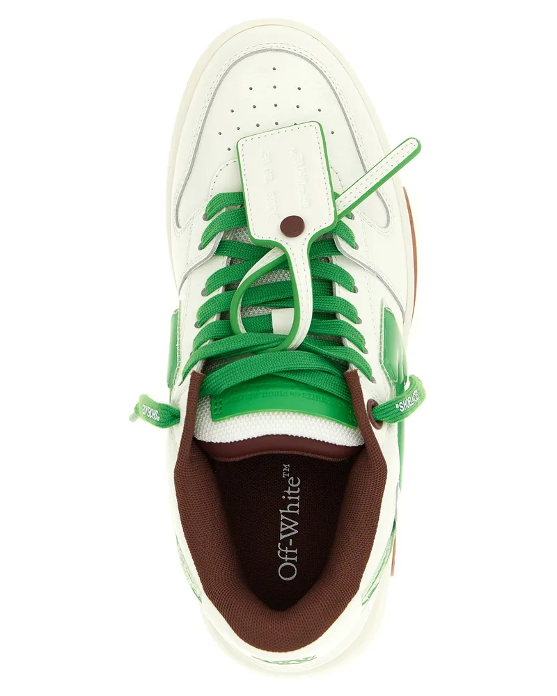 OFF-WHITE Men's Bicolor Leather Athletic Sneakers White