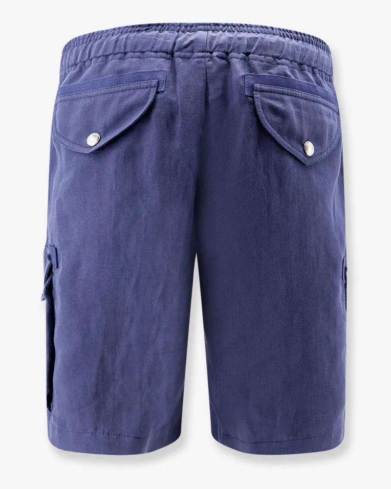 Brunello Cucinelli Men's Shorts, Linen And Cotton, Blue Blue