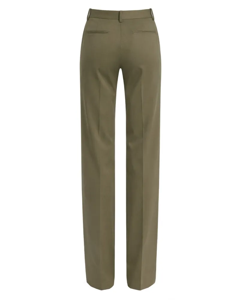Victoria Beckham Wool-Blend Straight-Leg Trousers — Green Green