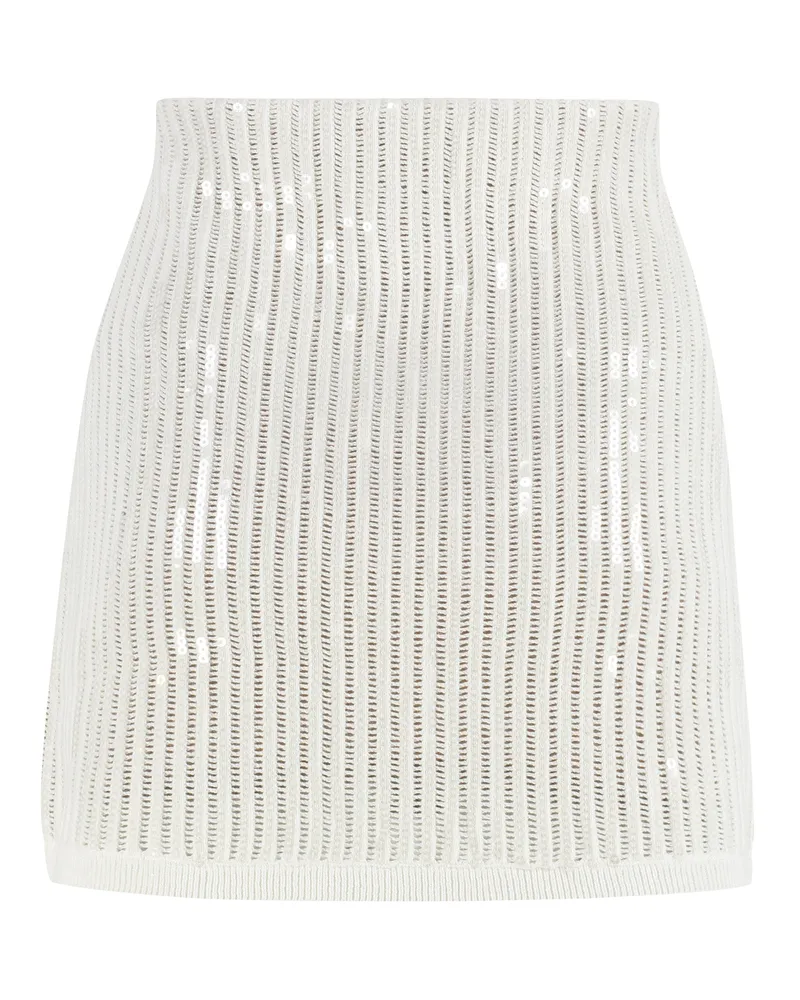 Self-Portrait Women's Knitted Mini Skirt White Cotton White
