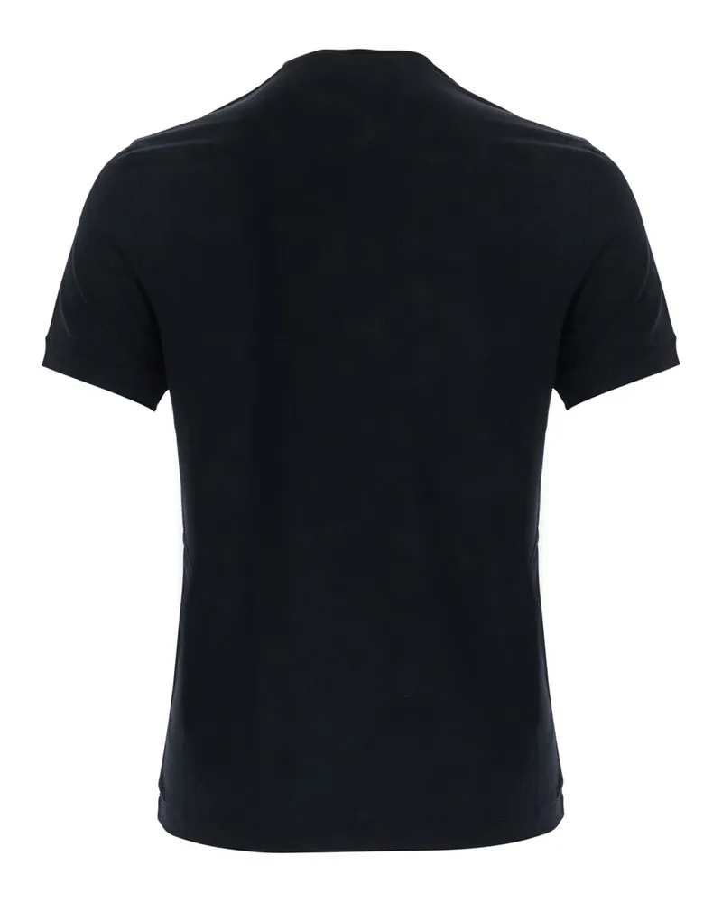 Giorgio Armani Logo-Embroidered Bamboo Jersey T-Shirt — Black Black
