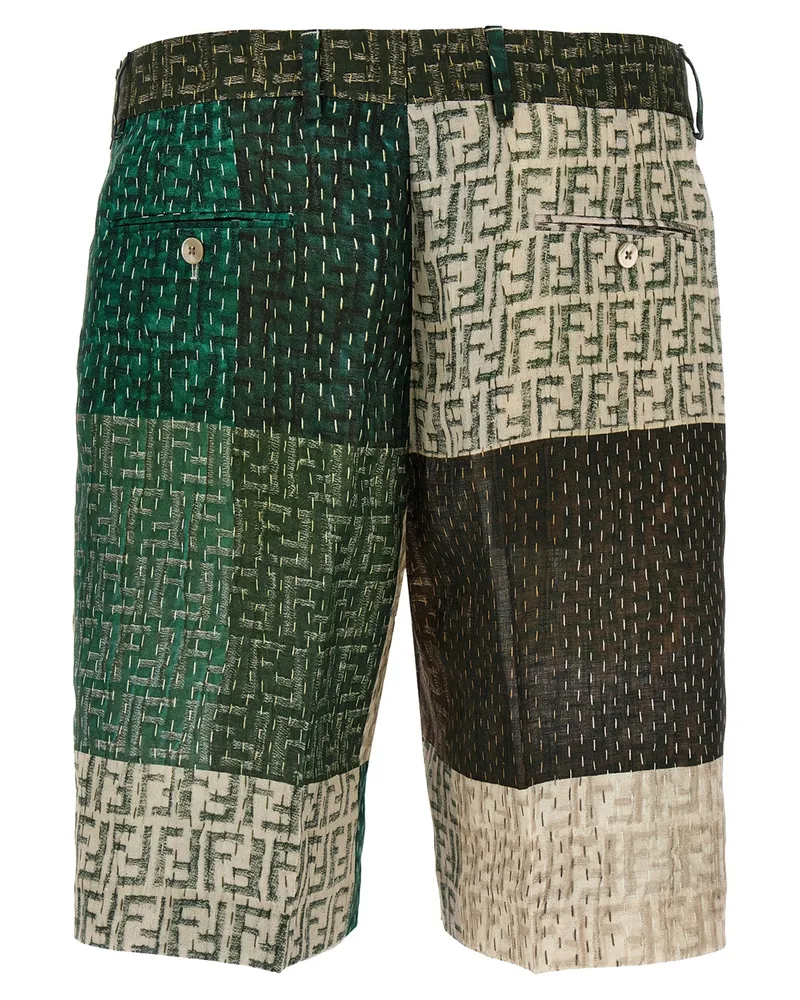 Fendi Men Multicolor Linen Bermuda Shorts Multicolor