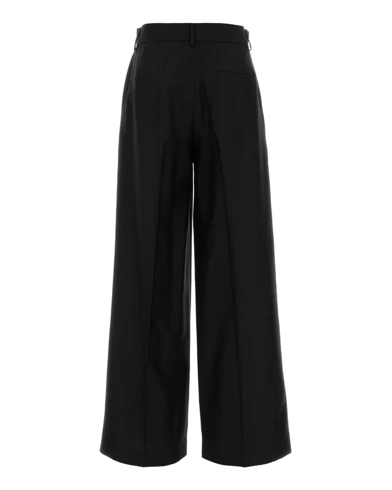 Alberta Ferretti Women's Black Wool Blend Wide-Leg Pant Nero Exterior: Virgin Silk Pantaloni Black