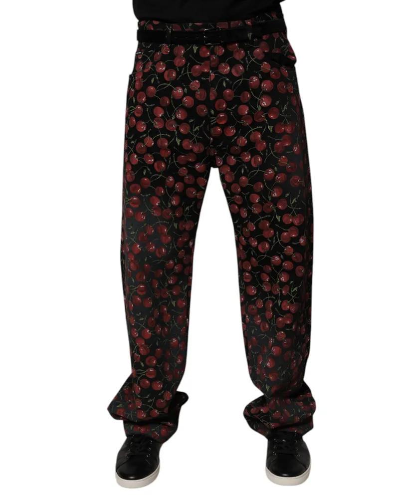 Dolce & Gabbana Black Cherry Cotton Straight Men Denim Jeans Elastane Clothing Black