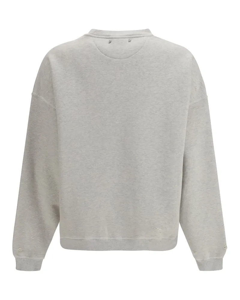 Golden Goose Women Sweatshirt Crewneck Cotton With Contrasting Logo Vintage Gray Melange Sweatshirts Sweater Gray