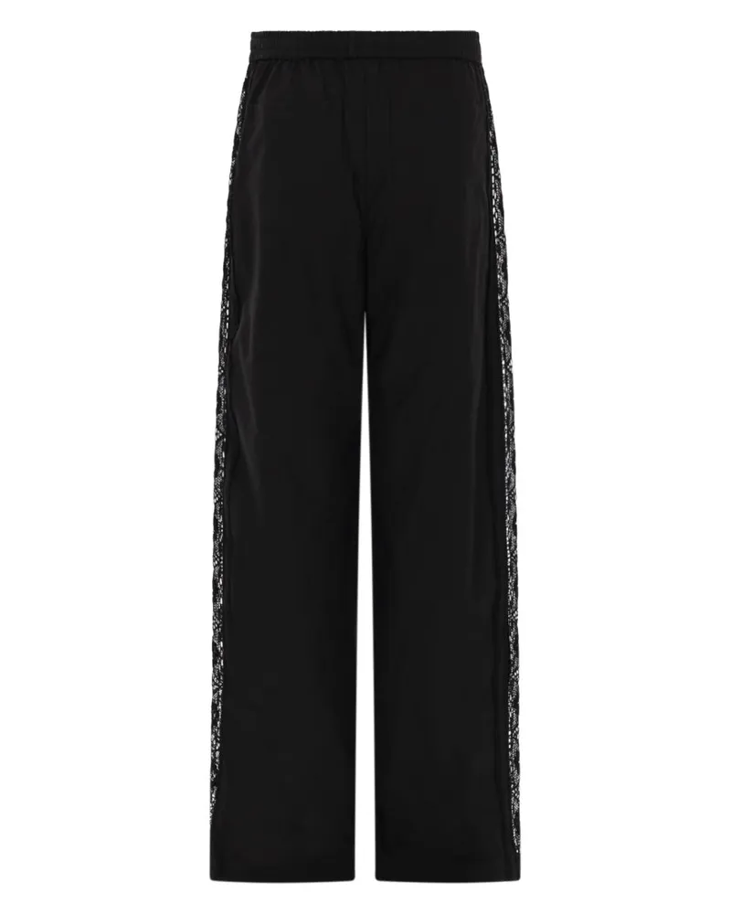 MSGM Lace-Trimmed Cotton Trousers — Black Black