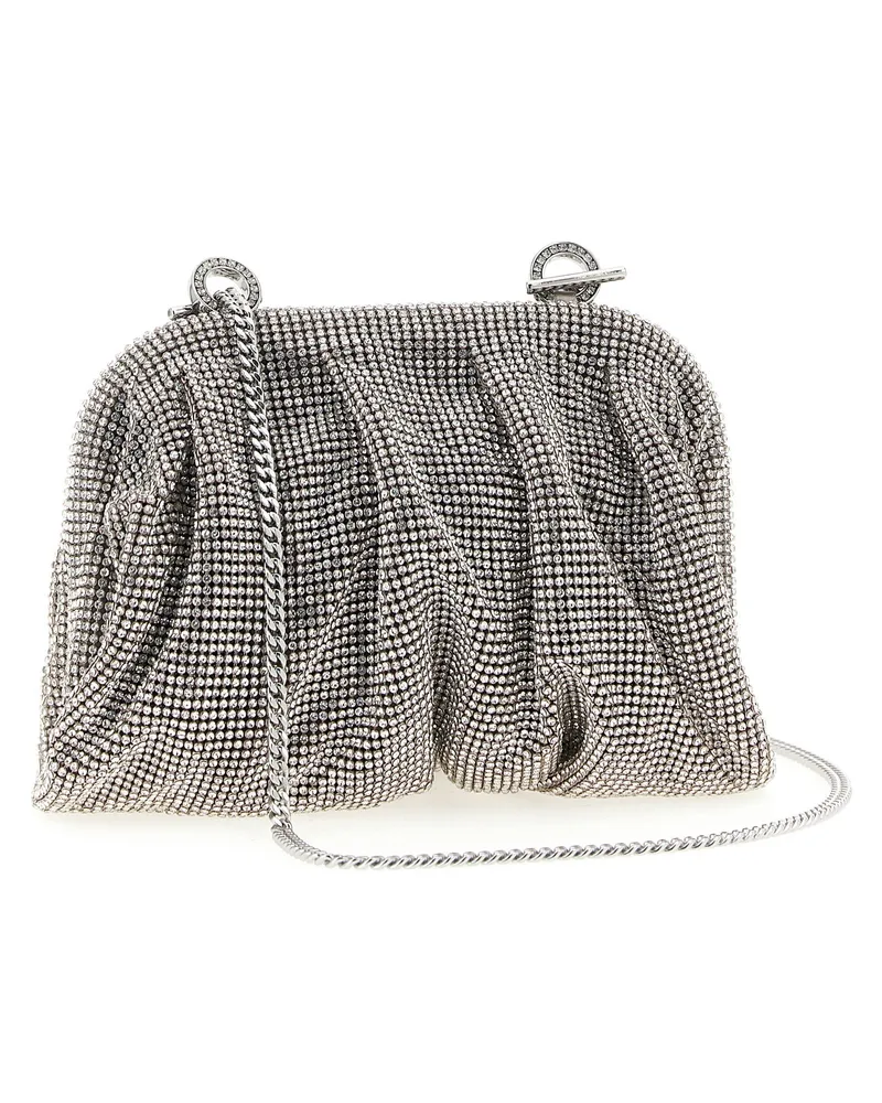 Benedetta Bruzziches Crystal-Embellished Aluminum Mesh Clutch — Silver Silver