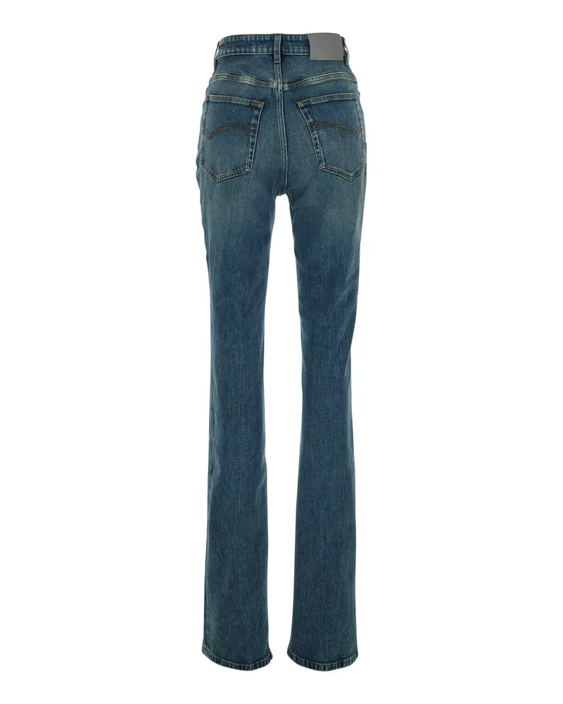 Balenciaga Women's Jeans High Waist Blue Cotton Blue