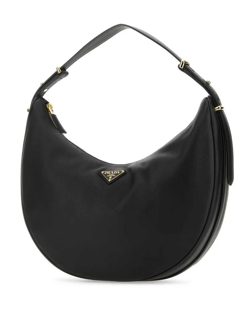 Prada Women's Black Leather Big Arquã¨ Handbag Nero Vitello Borse A Mano Bag Black
