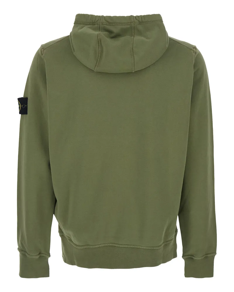 Stone Island Cotton Drawstring Hoodie — Green Green