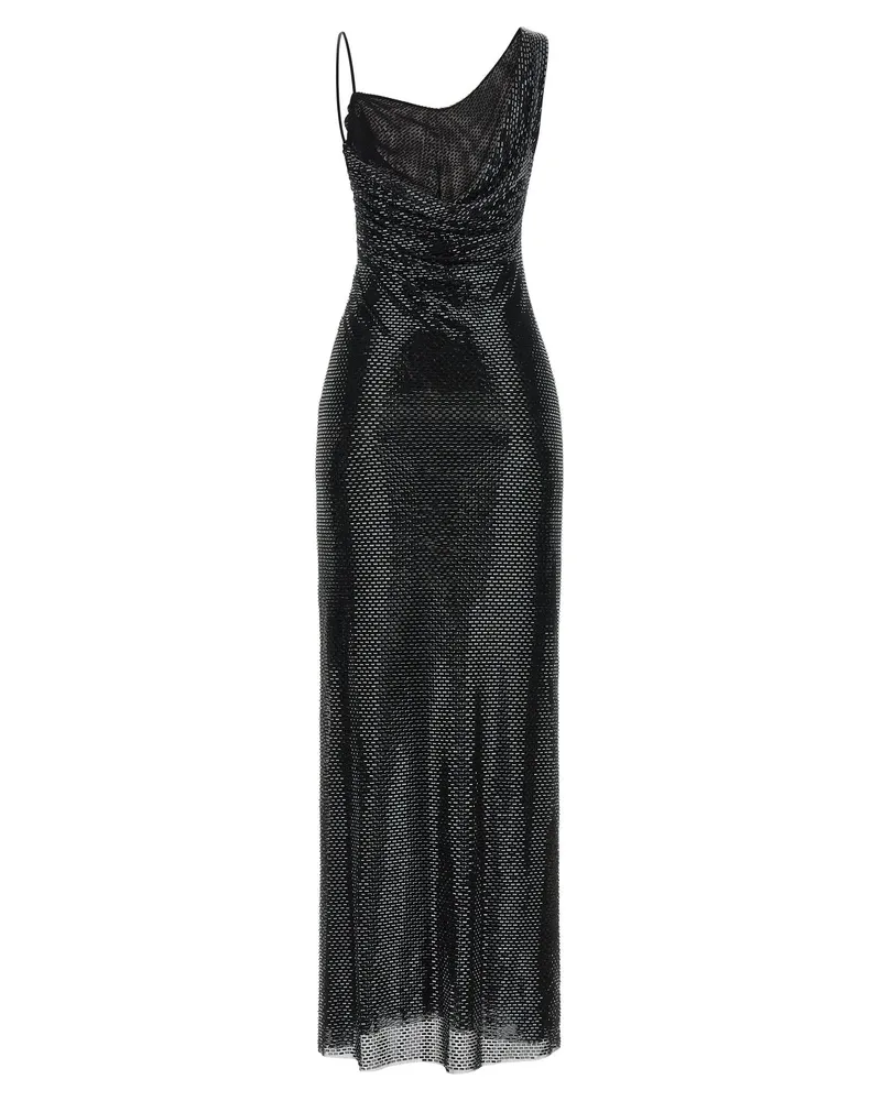 Self-Portrait Rhinestone-Embellished Tulle Dress — Black Black
