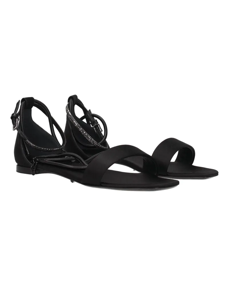 Max Mara Women's Black Satin Flat Sandals Black