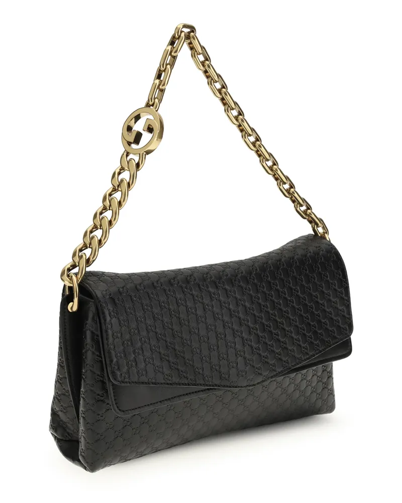 Gucci Women's Medium Chain Shoulder Bag Black-Black Calf Leather Bos Taurus Black/black Black