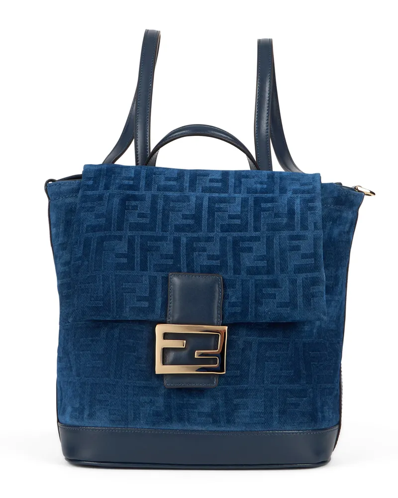 Fendi Women's Backpack Velvet Blue Cotton Backpacks Blue