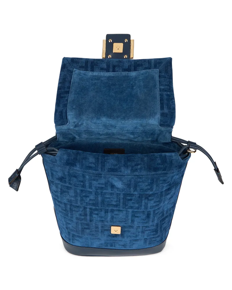 Fendi FF Buckle Velvet Backpack — Blue Blue