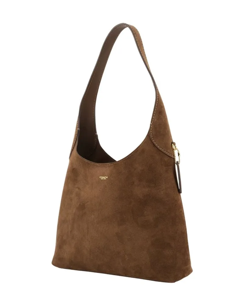 Coach Suede Shoulder Bag — Brown Brown