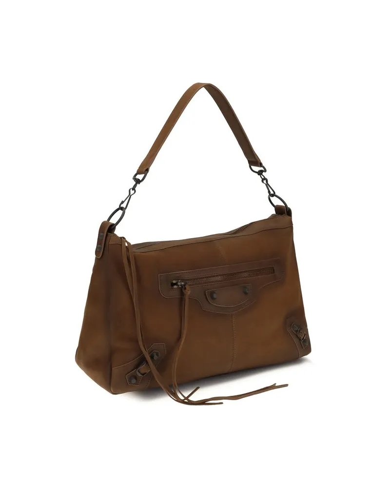 Balenciaga Le City Moto Shoulder Bag — Brown Brown